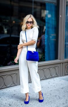 BLUE VELVET Sapphire Outfit Ideas, Royal Blue Shoes Outfit, Blue Flats Outfit, Royal Blue Outfit Ideas, Blue Purse Outfit, Royal Blue Pants Outfit, Blue Heels Outfit, Electric Blue Shoes, Blue Bag Outfit