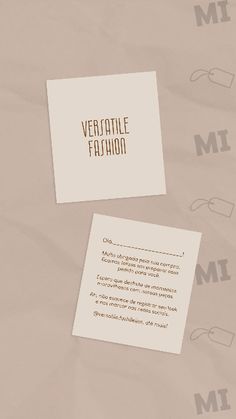 two pieces of paper with the words veritatie fashion written on them next to each other