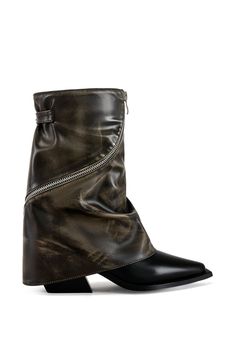 LARKYN-BROWN DISTRESSED FOLD OVER BOOTIE Dirty Boots, Timeless Boots, Fold Over Boots, Boots 2020, Festival Fits, Accessories Styling, Elevated Casual, Designer Boots, Zipper Detail