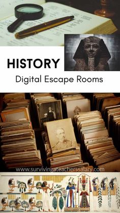 the history of digital escape rooms with pictures and text that reads,'history digital escape rooms '