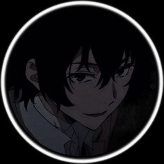 an anime character with dark hair and glasses looking at the camera in front of a black background