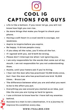 a poster with the words captions for guys