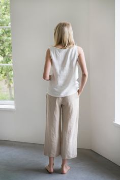 "Comfortable and lightweight linen pants REIMS fit perfectly to each figure and body type. DETAILS: <> Made from OEKO-TEX® certified 100 % European linen; <> Color in the picture: Beige; <> Linen pants REIMS with elastic waistband; <> Pants with two pockets; <> Model is wearing S size; Pants length: Outseam ± 88 cm / 34.7\", Inseam ± 62 cm / 24.4\"; <> Model height 183 cm / 6′; <> Product is made with family love. The quality of linen fabrics and product Relaxed Linen Bottoms In Neutral Color, Relaxed Neutral Linen Bottoms, Relaxed Fit Neutral Color Pants, Everyday Summer Straight Pants, Everyday Straight Summer Pants, Neutral Linen Pants With Elastic Waistband, Neutral Linen Straight Pants, Neutral Linen Bottoms, Neutral Linen Long Pants