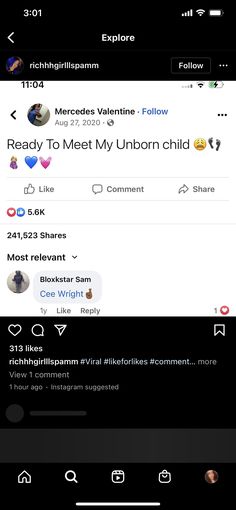 an iphone screen with the message'ready to meet my unicorn child '