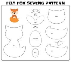 a paper cut out of a fox and an egg with the words felt fox sewing pattern