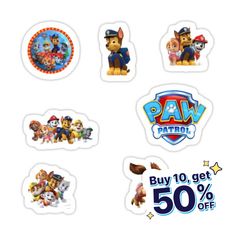 the paw patrol stickers are on sale for $ 5 99 per pack, and they're up to 50 % off