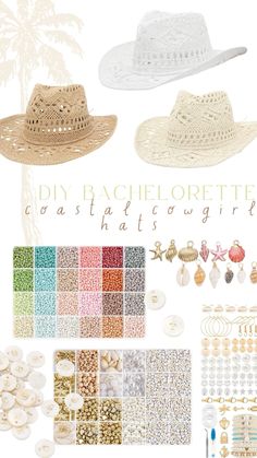 an assortment of different hats and accessories with text that says diy bachelorettets