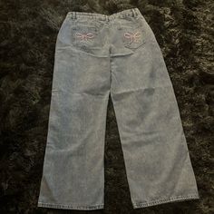 These Shein Bow Jeans Are Absolutely Adorable. However, They Were Too Big For Me. Never Worn, And In Great Condition! Bow Jeans, Shein Jeans, Shein Icon, Washed Denim, Jeans Color, Colored Jeans, Flare Jeans, Mom Jeans, Denim Jeans