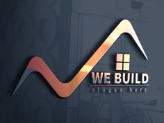 we build logo on a dark background with an orange and red house in the middle