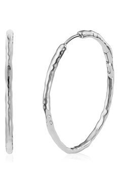 These organically shaped, high-polished hoops are beautiful worn solo, but also can be accessorized with Monica Vinader pendant charms, sold separately. Hidden-post closure Hinge allows the addition of charms, sold separately Sterling silver or sterling silver with 18k-gold vermeil Imported Exclusive US retailer Shiny Metal Hoop Jewelry, Small Hoop Metal Jewelry With Shiny Finish, Hoop Metal Jewelry With Polished Finish, Polished Metal Hoop Jewelry, Metal Hoop Earrings With Shiny Finish, Polished Metal Round Hoop Earrings, Elegant Small Hoop Hammered Earrings, Elegant Small Hammered Hoop Earrings, Elegant Hand Forged Round Hoop Earrings