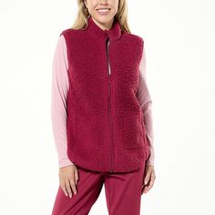 Joy CleanBoss Performance Sherpa & Scuba Reversible Vest  Fashion and functionality come together in this fresh and fabulous vest made with an antimicrobial agent that inhibits the growth of odor-causing bacteria. And it's reversible, too. One side is faux sherpa side and the other side is knit, so you choose the look that suits your mood or style. Red V-neck Cotton Outerwear, Red V-neck Cotton Vest, Red Fleece-lined Outerwear For Outdoor, Reversible Vest, Vest Fashion, Draped Fabric, Suits You, Outerwear Jackets, Fashion Clothes Women