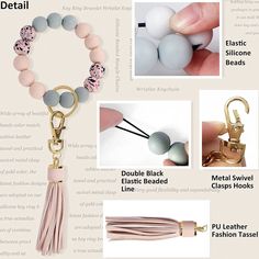 the instructions for how to make beaded bracelets with charms and tassels