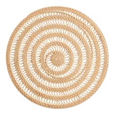 a round woven placemat on a white background