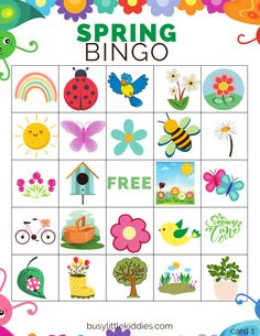 a printable spring bingo game for kids