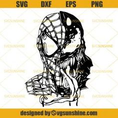 a spider man with his head turned to the side, in black and white on a yellow background