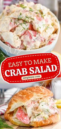 This crab salad recipe is gonna be a hit on your Labor day party idea! Include this to your easy salad recipes! It works great as a side dish or a filler to make a crab salad sandwich. It's the best ever! Don't miss this! Immitation Crab Recipes, Cheese Sloppy Joes, Crab Salad Sandwich, Crab Meat Salad, Crab Pasta Salad, Easy Spring Recipes, Bbq Party Food, Crab Pasta, Crab Salad Recipe