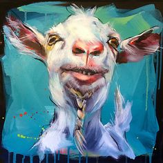 a painting of a goat wearing a tie