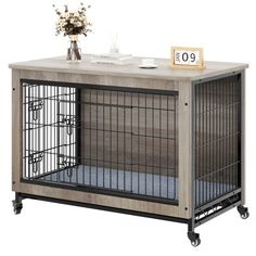 a dog crate with a number on the top