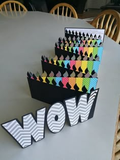 there are several pieces of paper that spell out the word wow on top of each other