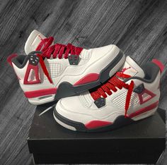 "Perfect match for several Jordan 4s or mix and match with other shoes.  Comes with one pair of shoelaces.  54\" length  Ships quickly from the U.S." Travis Scott Sb Dunks, Jordan 4 Red, Jordan 4s, Shoe Insoles, Jordan 1 High, Anime Aesthetic, Red Fire, Sneaker Collection, Family House