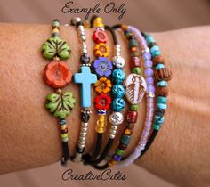 Colorful Boho Flower Bracelet Single Slim Stacking Cuff - Etsy Bohemian Flower Stretch Bracelet Gift, Bohemian Flower Stretch Bracelet As Gift, Adjustable Flower-shaped Bohemian Beaded Bracelets, Pretty Crafts, Beaded Memory Wire, Turtle Bracelet, Handmade Envelopes, Beaded Cuff Bracelet, Memory Wire Bracelet