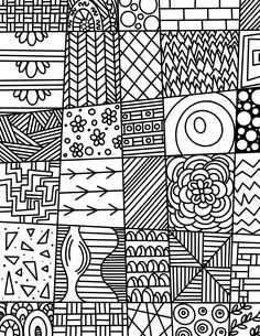 an abstract black and white background with lots of different shapes, sizes and colors on it