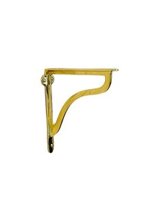 a gold metal shelf bracket on a white background