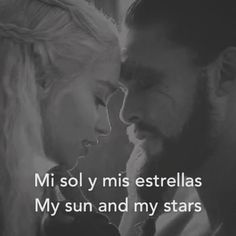 a man and woman are looking at each other with the caption'my sun and my stars '