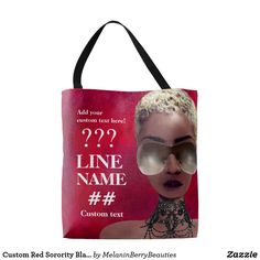 Custom Red Sorority Black Art Purple Tote, Purple Tote Bag, Girls Unique, Blue Tote Bag, Art Tote Bag, Diy Tote Bag