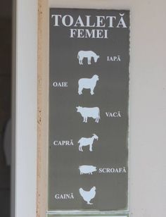 a sign showing different types of farm animals