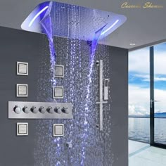 17x28 Luxurious recessed waterfall & rainfall LED shower system and Sliding Bar - Cascada Showers Dream Shower, Waterfall Shower, Shower Faucet Sets, Dream Bathrooms, Bathtub Shower, Bath Room, Dream Bathroom, Shower Design, House Bathroom