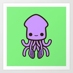 an octopus is sitting on top of a green background