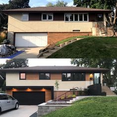 before and after photos of a house in the suburbs