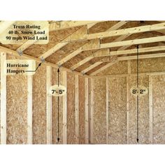 the inside of a building with measurements for framing and insulations on the side wall