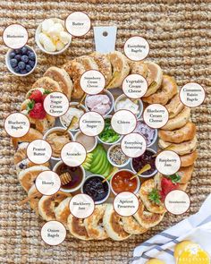 a plate with different types of pastries on it and some fruit in the middle