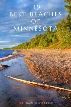 the beach with text overlay that reads, 19 best beaches of minnesota