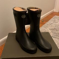 Women's Giverny Jersey Lined Bottillon, Black, Size Eu 41/Us 9, New With Original Box. White Snow Boots, Winter Hiking Boots, All Weather Boots, Sorel Winter Boots, Short Rain Boots, Ugg Boots Australia, Weather Boots, Womens Rain Boots, Tall Riding Boots