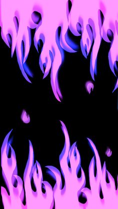 blue and pink flames on a black background