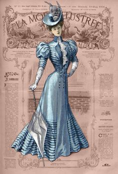 Victorian Era Fashion Aesthetic, La Belle Epoque Fashion, 1890s Aesthetic, 1910s Fashion Women, 1912 Fashion Plate, Victorian Fashion Plates, 1902 Fashion, 1903 Fashion, 1890s Clothing