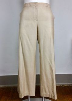 St-John-16-Beige-Tan-Silk-Pants-Trousers-Slacks-Pockets-Plus-Imported-Fabric Tan Silk, Clothing Pants, Silk Pants, Women's Clothing, Shoes Accessories