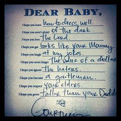 a handwritten note from someone to their baby