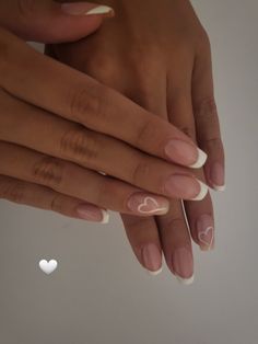 Gel Nails French, Ring Finger Nails, Heart Nail Designs, February Nails, Basic Nails, French Tip Acrylic Nails, French Acrylic Nails, Short Acrylic Nails Designs