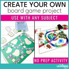 a board game project with the words create your own board game project use with any subject no prep activity