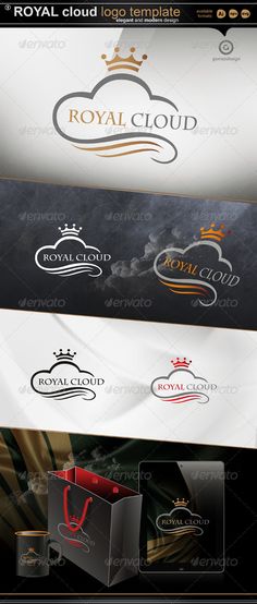 the royal cloud logo is shown in three different colors and sizes, as well as an image