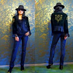 Women's embroidered velvet blazer, vintage-style jacket, 20s-style velvet tailcoat for women, vintage-style bohemian cardigan Bohemian Cardigan, Twenties Style, Vintage Style Jacket, Boho Style Wedding Dress, 20s Style, Black Velvet Blazer, Bridal Jacket, Embroidered Velvet, Hippie Style Clothing