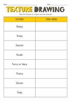 the texting worksheet for texture drawing