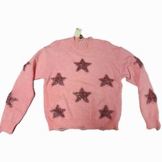 Pink Star Sweater. New With Tags. Distressed Detail On Hemline. Textured Star Detail With Lurex. Size Small Waist 38 Inches Length 22 Inches Tags: Chappell Roan, Pink Pony Club, Barbie, Sparkle, Glitter, Tinsel Pink Star Sweater, Pink Pony Club, Pony Club, Chappell Roan, Pink Star, Star Sweater, Pink Stars, Small Waist, Sweaters For Women