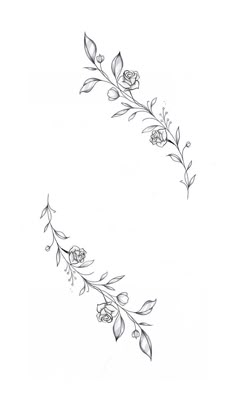 a drawing of flowers and leaves on a white background