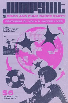 an advertisement for a disco and funky dance party