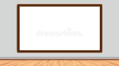 an empty room with a wooden floor and a white board on the wall royalty illustration